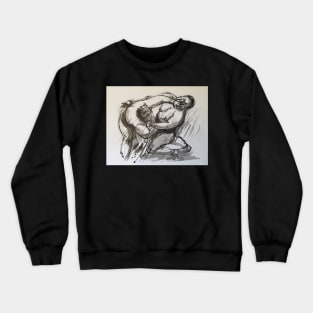 Sumo #3 - Sumo wrestlers ink wash painting Crewneck Sweatshirt